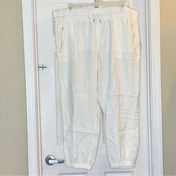 Athleta Cabo Linen Jogger Pants White Plus Size 24 - Picture 10 of 11